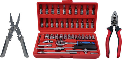 ALYRATOOLS 3-Piece Ratchet Socket Set with Wire Stripper and Pliers Hand Tool Kit(3 Tools)