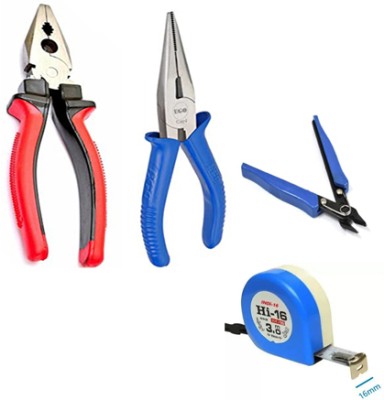 Red Champion heavy duty Sturdy Steel Diagonal Combination cutting Plier With Nose Plier Power & Hand Tool Kit(4 Tools)