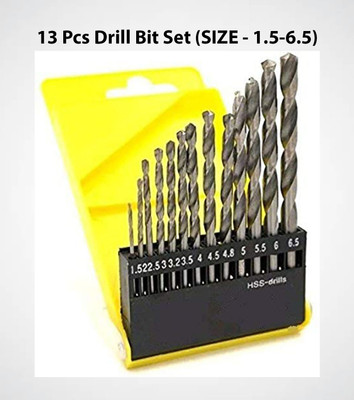 Kiesh DB150 Drill Bits 13 pcs of High Speed Steel HSS Drill Bit set for drilling wood, steel, plastic and aluminium 1.5-6.5 mm Pack Of 1