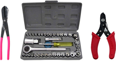 ALYRATOOLS Socket Wrench Set Hedge Cutter Wire Stripper Power & Hand Tool Kit(3 Tools)