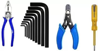 One Stop Shop 1 Wire Cutter ,1 1 Analog Voltage Tester, i Lineman Diagonal Plier And Hexa Goti Power & Hand Tool Kit(12 Tools)