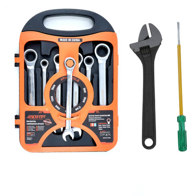 ALYRATOOLS 3-in-1 Ratcheting Spanner & Adjustable Wrench Combo Kit Hand Tool Kit(3 Tools)