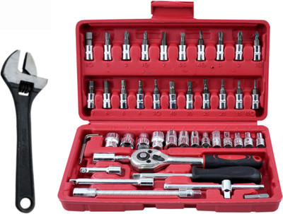 ALYRATOOLS 2-Piece Ratchet Socket & Screwdriver Tool Kit with Adjustable Spanner Hand Tool Kit(2 Tools)