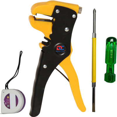 Digital Craft Automatic Wire Stripper,6Inch 2 In 1 Screw Driver,Tape 3Mtr Hand Tool Kit(3 Tools)