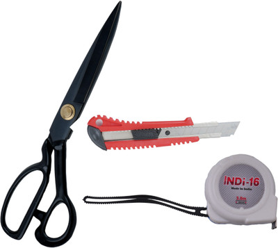 ALYRATOOLS 3-Piece Tool Set Scissors, Cutter and 3m Measuring Tape Hand Tool Kit(3 Tools)