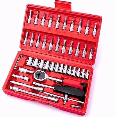 dhriyag 46 In 1 Pcs Screwdriver and Socket Set, Hand Tool Kit Wrench Tool Case Power & Hand Tool Kit(1 Tools)