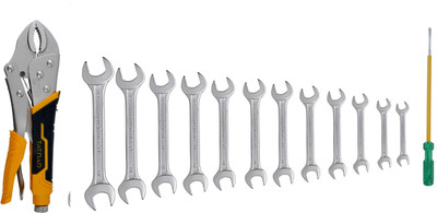 ALYRATOOLS 3-Piece Combination Spanner Set with Locking Plier and Tester Screwdriver Hand Tool Kit(3 Tools)