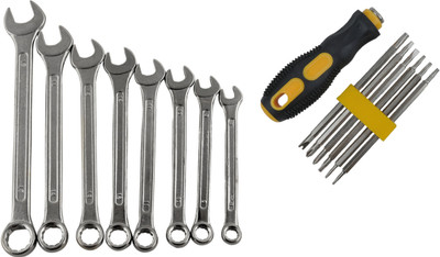 ALYRATOOLS 2-Piece Double Open & Ring Spanner Set with Screwdriver Kit Hand Tool Kit(2 Tools)