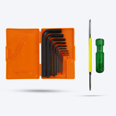 Hillgrove 9pcs Hex Allen key L wrench Set with Philip 2in1 Screwdriver Hand Tool Kit(2 Tools)