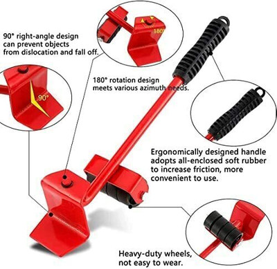 Flaxton Furniture Lifter Mover Tool Set Furniture Lifting Tool/Furniture Mover Lifter Hand Tool Kit(5 Tools)