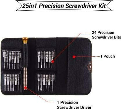 Kezona 25 in 1 Precision Screwdriver Set Multi Pocket Repair Tool Kit Precision Screwdriver Set(Pack of 25)