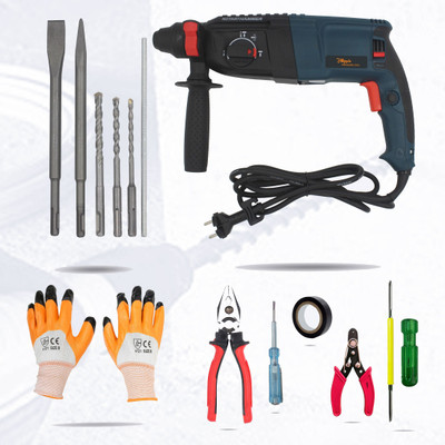Hillgrove HGCM27M2 26mm Hammer Drill Machine Forward/Reverse Rotation with 5Pcs Hand Tools Power & Hand Tool Kit(7 Tools)