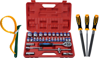 ALYRATOOLS 3-Piece Socket Set ,Strap Wrench &(Heavy-Duty Kit) Hand Tool Kit(3 Tools)
