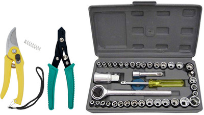 ALYRATOOLS 3-in-1-Socket Set Garden Pruner Wire Stripper Power & Hand Tool Kit(3 Tools)