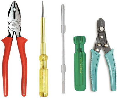 tapaia TAPARIA-1621-8 Plier,Tester,2in1 Screwdriver & WS06 Wire Cutter Hand Tool Kit(4 Tools)