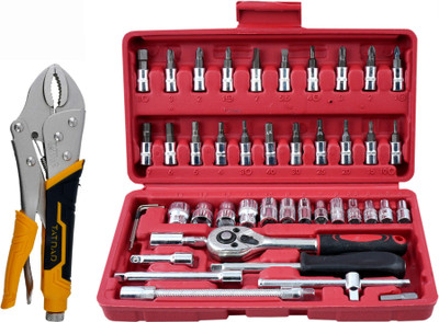 ALYRATOOLS 2-Piece Ratchet Socket Set with Locking Plier Hand Tool Kit(2 Tools)