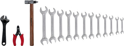 ALYRATOOLS Multi-Tool Home Kit with 12-Piece Spanner Set, Hammer, Wrench & Wire Stripper Hand Tool Kit(4 Tools)