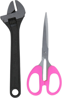 ALYRATOOLS 2-Piece Multipurpose Adjustable Wrench & Scissors Combo Set Hand Tool Kit(2 Tools)