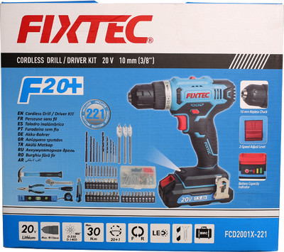 FIXTEC FCD2001X-221 Power & Hand Tool Kit(221 Tools)