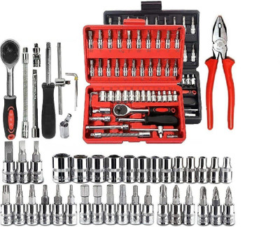 kiyan 46-in-1 Socket Set Multi Purpose Tool Kit w/Wrench & Precision Sockets Hand Tool Kit(46 Tools)