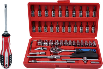 ALYRATOOLS 2-piece Ratchet Socket and Bit Set with Flathead Screwdriver Hand Tool Kit(2 Tools)