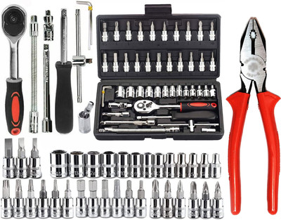 Zroof 46 in 1 Pcs Tool Kit Screwdriver Socket Set Drill Bit Set MultiPurpose Tool Case Hand Tool Kit(46 Tools)