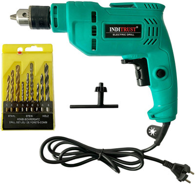 Inditrust 500W Electric Drill Kit –with 6 month warranty 9Pc Bits (Wood/Metal/Wall) Power & Hand Tool Kit(2 Tools)