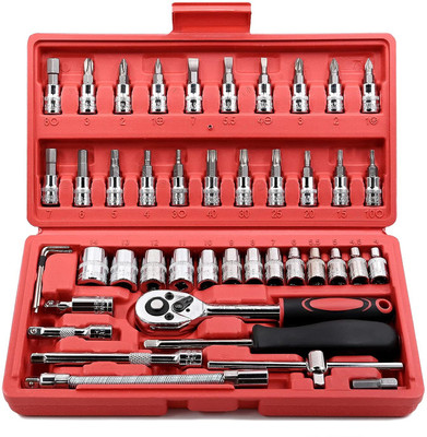 Karuna Hand Tool Kit 46 Pieces Socket Wrench Set with 1/4 inch Screwdriver Drive Socket Hand Tool Kit(46 Tools)