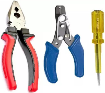 Tools India 8inch Plier - Wire Cutter - Tester-03 Hand Tool Kit(3 Tools)