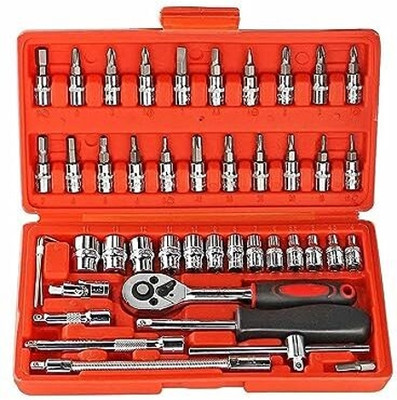 Dwiti Enterprise HighQuality46pcsToolRatchetTorqueWrenchComboToolsKitCarRepairToolsSetSocketset Power & Hand Tool Kit(46 Tools)
