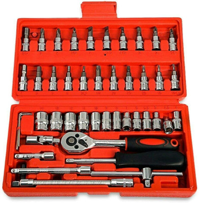 saysha 46pcs 1/4 Inch Socket Ratchet Wrench Combination Tools Kit For Repairing Socket Set(Pack of 1)