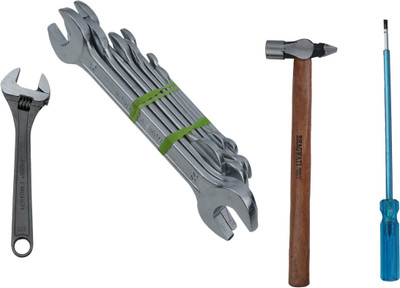 ALYRATOOLS Tool Kit – Spanner Set Adjustable Wrench Hammer Tester Hand Tool Kit(4 Tools)