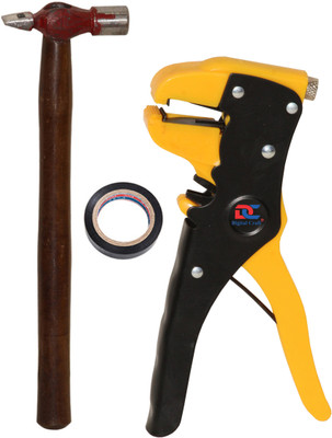 Digital Craft Automatic Wire Stripper,PVC Tape,Hammer 200 gm Hand Tool Kit(3 Tools)