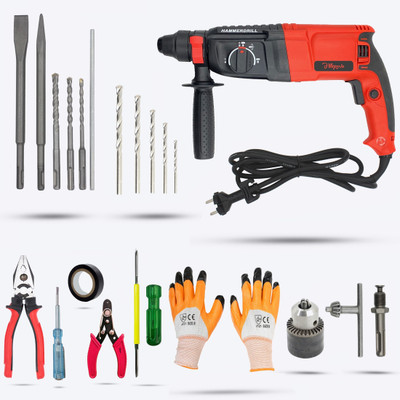 Hillgrove HGCM32M2 1200W-26mm Hammer Drill Forward/Reverse Rotation with 5Pcs Hand Tools Power & Hand Tool Kit(9 Tools)