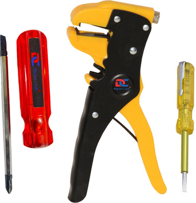 Digital Craft Automatic Wire Stripper,Line Tester,4Inch 2 IN 1 Screw Drive Hand Tool Kit(3 Tools)