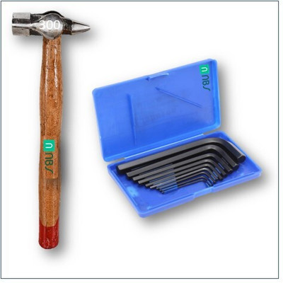 NBS NBS Cross Pein Hammer-300 GRM and 9 Pieces Allen Key Hex (Black) Hand Tool Kit(10 Tools)