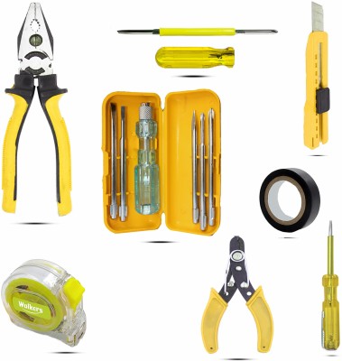 Walkers WKCB98M1 8Pcs Useful Hands Tools Plier+Line Tester+Wire Cutter+5in1 Screwdriver Hand Tool Kit(8 Tools)