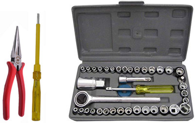 ALYRATOOLS Socket Wrench Set Test Pen Long Nose Plier Power & Hand Tool Kit(3 Tools)