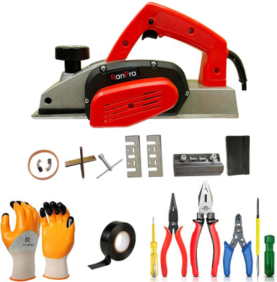 RanPra Electric Wood Planer RED 82mm 750W Professional working Machine with accessories Corded Planer And 7 Hand Tool Set Corded Planer(82 mm)