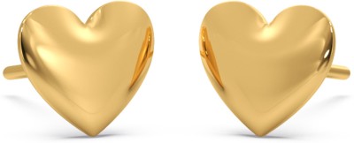 Candere by Kalyan Jewellers Heart Shape Yellow Gold Earring for Women Yellow Gold 14kt Stud Earring
