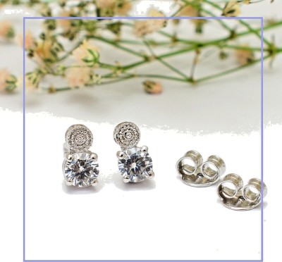 Femme Jam 925 Sterling Silver Zirconia Crystal Designer Stud Earrings for Women & Girls White Gold Swarovski Crystal Stud Earring