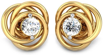 Candere by Kalyan Jewellers Yellow Gold Stud Cubic Zirconia Earrings for Women Yellow Gold 18kt Cubic Zirconia Stud Earring