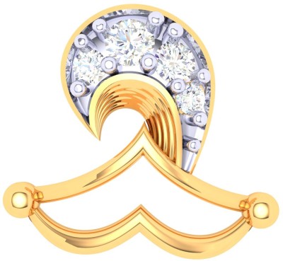 PC Chandra Jewellers Diya Shaped Gold Nose Pin (750) 18kt Diamond Yellow Gold Nose Wire