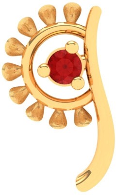 PC Chandra Jewellers Hand-Fan Shaped Nose Pin (750) 18kt Yellow Gold Nose Wire