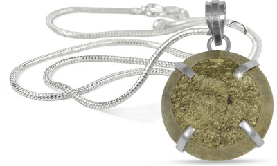 REIKI CRYSTAL PRODUCTS Natural Pyrite Row Rough Circle Shape Crystal Stone Pendant/Locket For Unisex Lumineux Uno Pendant
