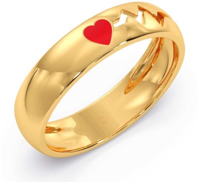 Candere by Kalyan Jewellers Yellow Gold Heart with Pulse Band Ring for Women 18kt Yellow Gold ring