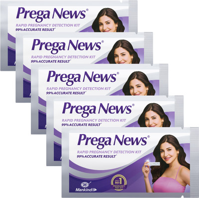 MANKIND Prega news one step urine HCG Pregnancy Test Kit(5 Tests)