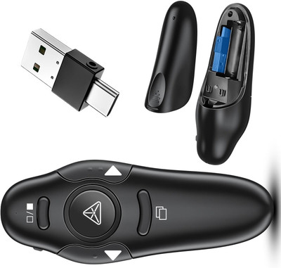 Jihaan pointer remort presenter clicker Laser Pointer, RF 2.4GHz USB C PowerPoint Clicker Presenter(Black)