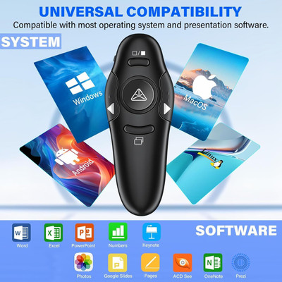 house of common PowerPoint Remote Clicker 1 usb with type c clicker Presenter(Black)