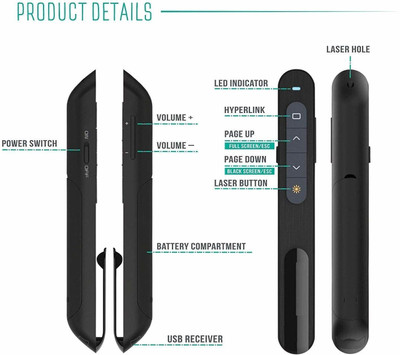 Jihaan Laser Pointer Laser Pointer Presenter (Black) Presenter(Black)